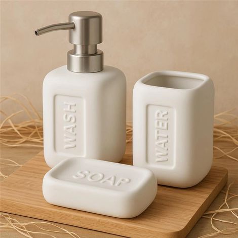 Exagonshop Set accessori bagno bianco in Ceramica Bingo 3 pz