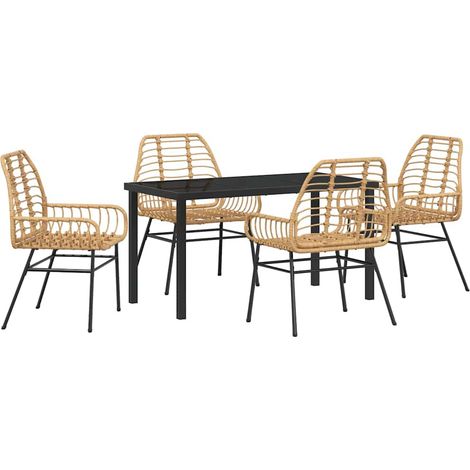Maison Exclusive - Set da Pranzo per Giardino 5 pcs Marrone polyrattan (1/5)