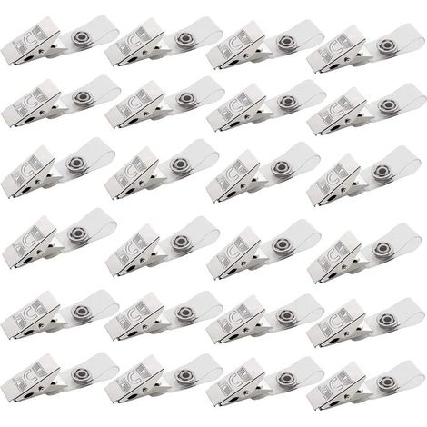 QAZQA Clips de Badge en métal de 50 pièces, Clips de Badge en métal avec Sangles en PVC Transparent pour Cartes d'identité et Porte-Badges, étiquettes de nom, Badges de Travail (1/5)