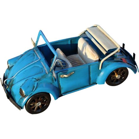 Modèle De Voiture Classique en Fer Rétro, Décoration Vintage Bleue, Ornement pour Maison Et Bureau, Collection De Véhicule Ancien, en Métal Vieilli (1/5)