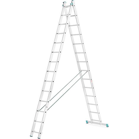 Echelle transformable 2x11 barreaux - Longueur déployée 5.13m - Sol plat - 7511
