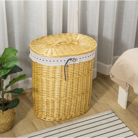 Cesta para la ropa con tapa 100 L de mimbre de sauce, 51 x 38 x 57 cm, natural DESVIAE (1/5)