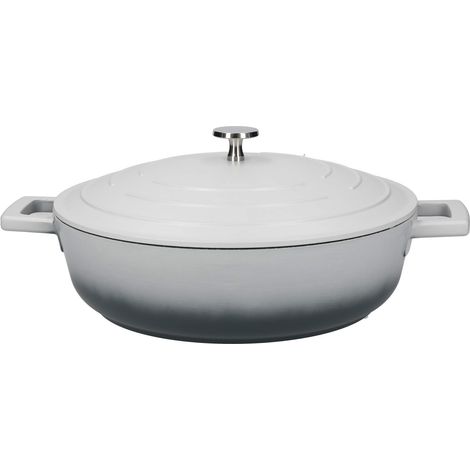 MasterClass Casseruola bassa con coperchio 4L/28 cm, in alluminio fuso leggero, resistente al forno e al piano cottura a induzione, grigio Ombre (1/5)