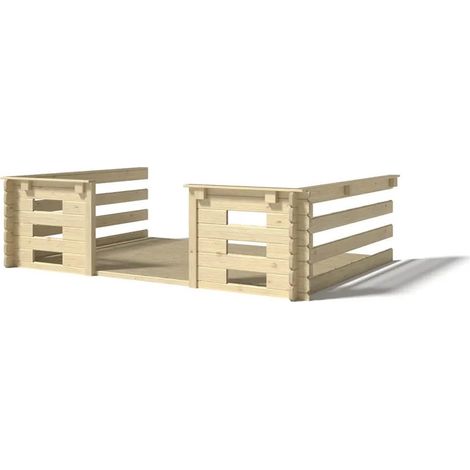 Terrasse en bois avec balustrade pour abri en bois - 6m2 - 3m x 2m - couleur: naturel (1/4)