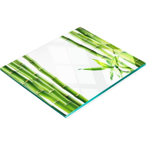 Tablero decorativo multifuncional de cocina, vidrio templado, bamb煤, 60x52 cm