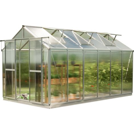 GFP Serra Saphir 6 telaio in alluminio 259 x 384 cm, lastre a doppia parete di 6 mm, con apri-finestra automatico e telaio di fondazione