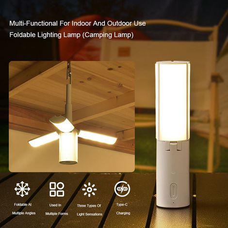 Toivize M26 3-Panel Faltbare Campinglampe, USB-C 4000mAh, Verstellbares Licht, Robustes grau-weißes ABS, Ideal für den Outdoor-Einsatz (1/5)