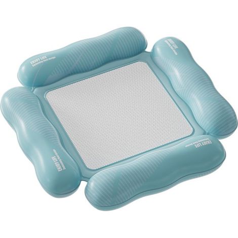 Radeau flottant gonflable en PVC, 110 × 100 cm, couleur bleu Tiffany, avec 4 tubes de soutien, lit flottant extérieur pliable, chaise longue gonflable pour piscine et plage