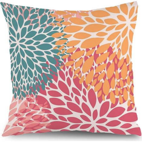 Housse de coussin floral extérieur, décoration canapé salon élégant,50×50cm (1/5)