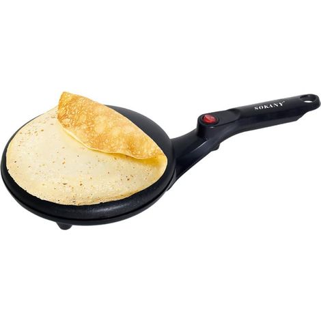 Crepiere Electrique, Poele a Crepe, Fabricant Instantané de Crêpes Avec Poignée, Machine à Crêpes Électrique, Crepes Maker 20 cm de diamètre (Noir)