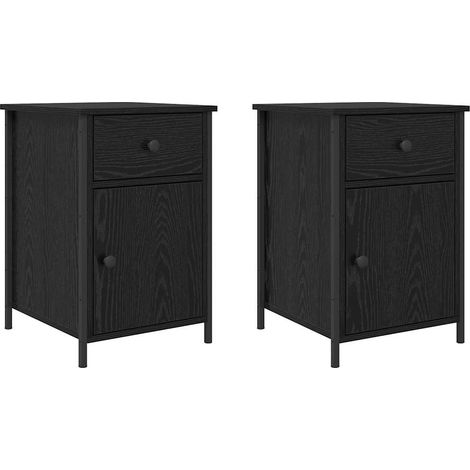 Maison Exclusive - Armadio da Notte con cassetto 2 pcs Rovere Nero 40 x 42 x 60 cm