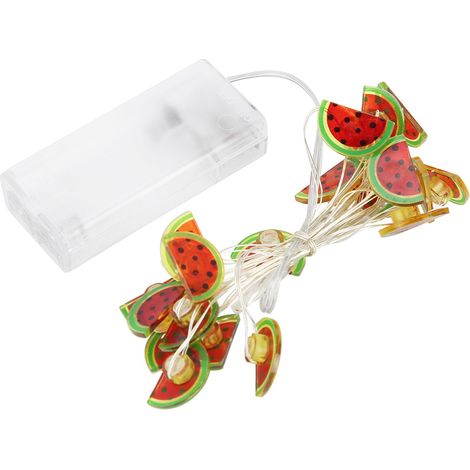 Guirlande lumineuse féerique en forme de pastèque, 2m/6,6 pieds, 20 LED, décoration de chambre d'enfant, blanc chaud