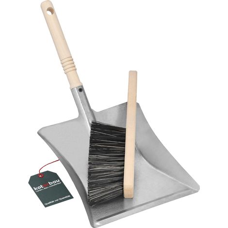 Kotarbau – Kit de balayage 2 pièces – Balayette en bois et pelle en acier galvanisé – Longueur totale 365 mm – Pour cendres et débris (1/5)