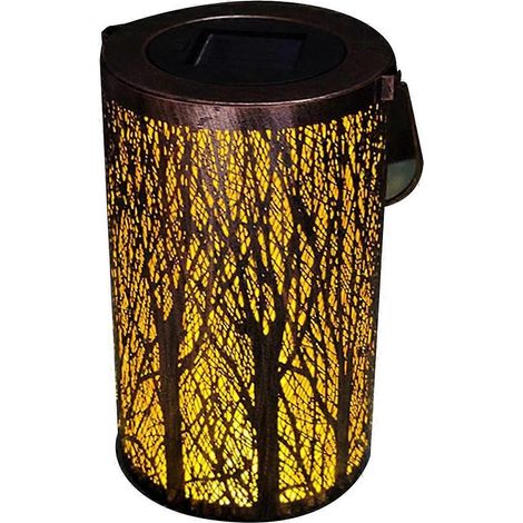 Lampe solaire creuse en cuivre, motif fer, projecteur décoratif pour jardin extérieur, cour ou cour. (1/5)
