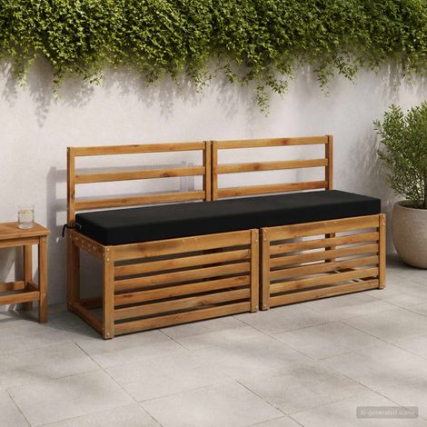 vidaXL Cojín de banco SOEST 100% Poliéster Negro 150 x 40 x 8 cm (1/5)