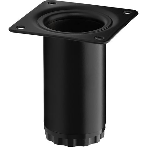 Möbelfuß BRAVO Höhe 80 mm (+ 10 mm) Ø 40 mm schwarz matt höhenverstellbarer Schrankfuß aus Stahl Möbelbein belastbar bis 50 kg von SOTECH