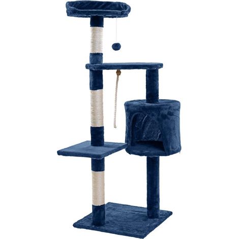 Kratzbaum Katzenbaum Katzenkratzbaum Kletterbaum Spielbaum für Katzen 112 cm XL Dunkelgrau (1/5)