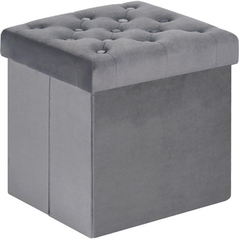 Gris Pliable Tabouret Cube Pouf Coffre de Rangement Tabouret Pliant Gagner de l'espace Coffre a Jouet 40X40X40cm Charge Max de 150kg (1/5)