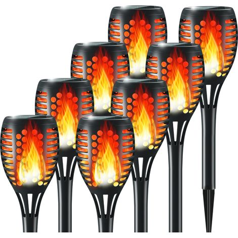 Lampe solaire de jardin effet flamme, éclairage LED 12 LED IP65 pour pelouse et extérieur, lampe décorative pour allée, terrasse, villa et espace paysager, 0,1 W, 1,2 V(8pcs) (1/5)