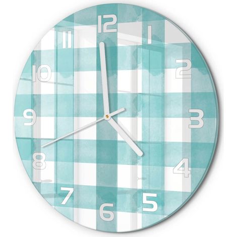 Horloge Murale Ronde Déco Murale Artistique Verre Silencieuse Salon Chambre Grille bleue fi 30 cm (1/5)