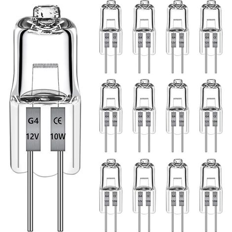 VUSZR 12 Stück G4 Halogenglühbirne 10W 2700k 120LM, Halogenlampe G4 10w 12V bis 300C, Halogen Dimmbar Warmweiß für Dunstabzugshauben, Öfen, Mikrowellen (1/5)