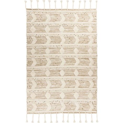 Tapis Bohème Tissé Fait à la Main "Bohist" Crème & Kaki 160 x 230 cm (1/5)