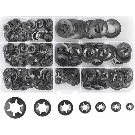 Lot de 280 écrous autobloquants, acier manganèse 65, noir, tailles M3 à M12, boîte plastique 9,5x17x2,2cm (1/5)