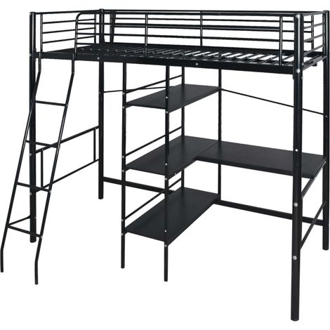 Bed with Mattress Black 200 x 90 cm Metal vidaXL (1/4)