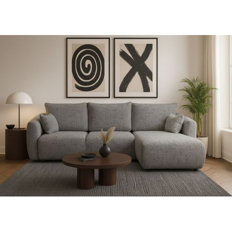 Ecksofa mit Schlaffunktion RUDEN Sofa in Stoff Bello Graphit Ottomane Rechts (1/5)