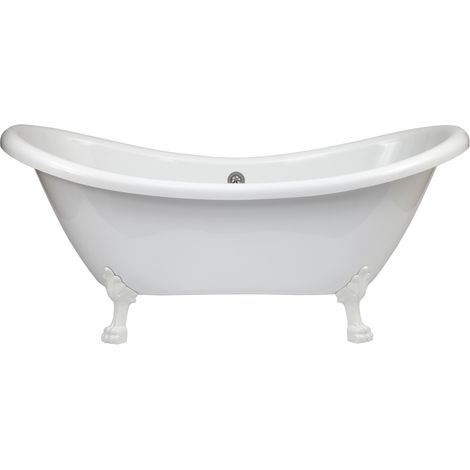 Hudson Reed – Baignoire îlot double dos pattes de lion blanche 175cm x 73cm – Acrylique haut de gamme – Capacité 195L – Finition brillante facile à nettoyer
