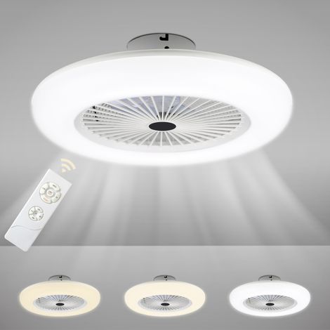 Ventilatore a lampadario Lampada da soffitto LED regolabile silenziosa per camera-3 colori (1/5)
