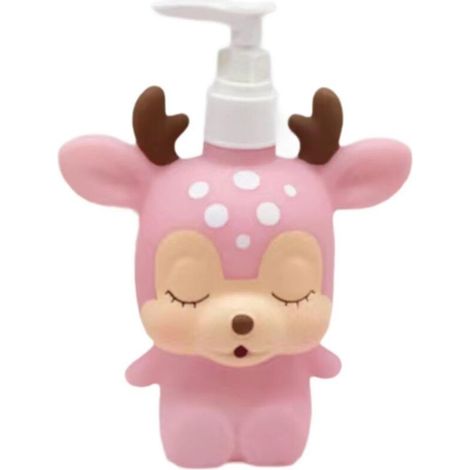 1 Distributeur savon cerf rose, design ludique, vinyle robuste, salle de bain cuisine enfant (1/5)
