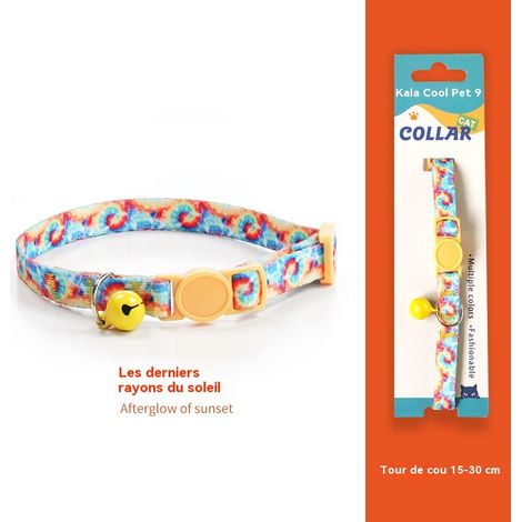 Collier pour chat avec clochette - Sécurité anti-étranglement - Couleurs tendance - Convient aux chats ayant un tour de cou de 15 à 30 cm