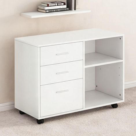 Meuble de rangement de bureau branco 80 x 40 x 65 cm (1/5)