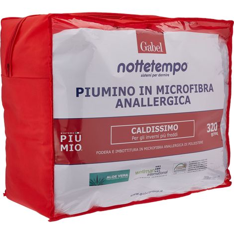 Gabel Nottetempo Piumino Matrimoniale Microfibra Caldissimo, 320 gr/mq, Poliestere, Bianco, 205x250x2 cm (1/4)