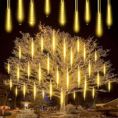 Météore Pluie Guirlande Lumineuses Exterieur, 480 LEDs Arbre Lumineux LED Etanche Decorative Douche Pluie Feux, Girlande de Lumière Exterieur pour Mariage Fête Arbre Sapin Deco Jardin, Jaune (1/5)