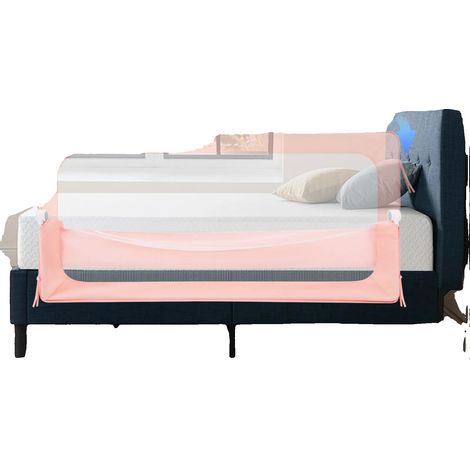 Barrière de lit, Matériau : Fer et tissu Oxford 300D, Longueur du produit : 176 cm, Hauteur réglable : 66-83 cm, Épaisseur du matelas : 5-28 cm, Poids brut : 3,4 kg (1/5)
