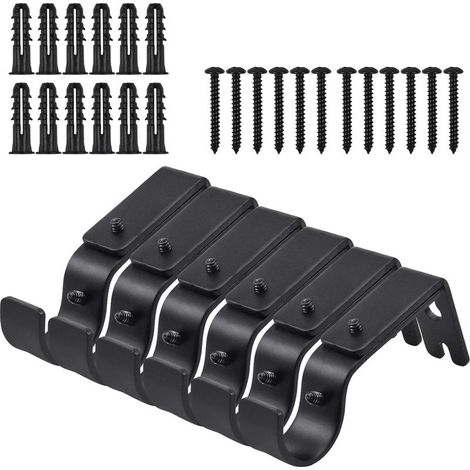 staffe per asta per tende, supporti regolabili in metallo per tende da parete, staffe robuste per binario per tende, supporto per asta per tende con viti per montaggio a parete (nero) (1/5)