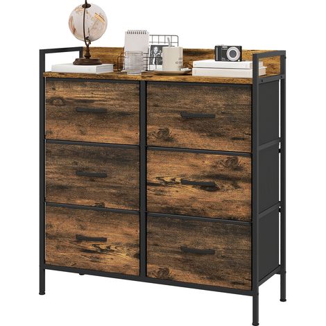 Cassettiera portaoggetti per camera da letto 79 x 29 x 85 cm 6 cassetti pieghevoli stabile in stile industriale rustico in acciaio marrone 210001601