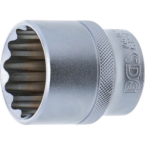 1 - Douille - Clé - 12 Pans - Acier Chrome-Vanadium - Chromage Mat - Pour Serrage Mécanique - Argent - 12,5 mm x 30 mm