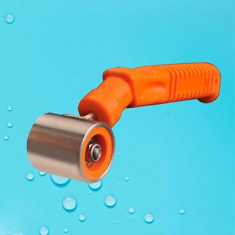 Rouleau à adhésif mural en acier inoxydable, rouleau plat à pression, outil de bricolage (argent + orange) (1/5)