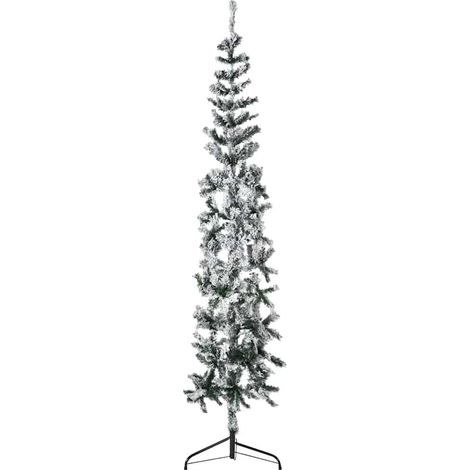 Künstlicher Halb-Weihnachtsbaum mit Schnee Schlank 210 cm