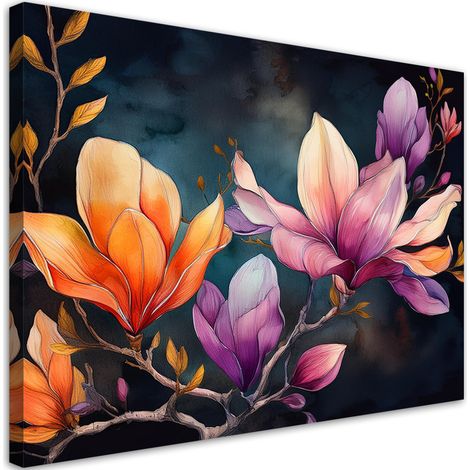 Quadro su tela, Fiore di magnolia dipinto - 60x40 (1/5)