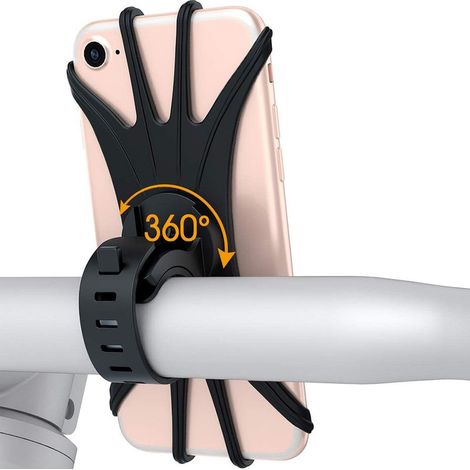 Support de téléphone en silicone pour vélo - Noir + Boîte couleur (1/5)