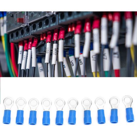 Kit de 1000 cosses à sertir isolées en laiton de type O RV2-5, pressées à froid, pour l'électrotechnique. (1/5)