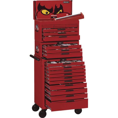 Servante d'atelier à outils professionnelle 19 tiroirs – Charge maximale 40 kg par tiroir – Serrure à combinaison – TCSTORMM – Teng Tools