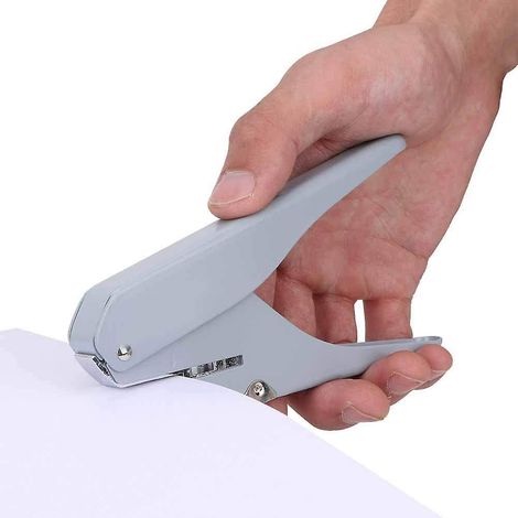 Perforatrice champignon, perforatrice à poignée pour feuilles mobiles, cahiers, fournitures scolaires et de bureau (gris) (1/4)
