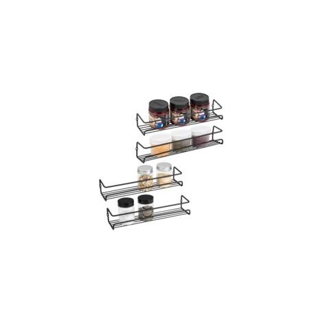 Spice Rack Organizer, Lot de 4 étagères murales avec autocollant adhésif et vis pour épices, herbes, bocaux et autres dans le placard/la cuisine/les armoires/le garde-manger
