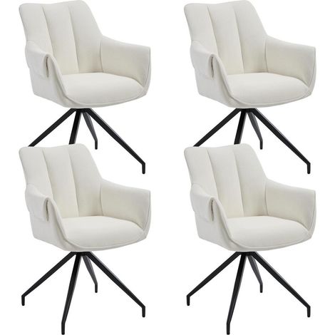 Esszimmerstühle 4er Set 360° drehbar mit Armlehne, Chenille Polsterstuhl Beige (1/5)
