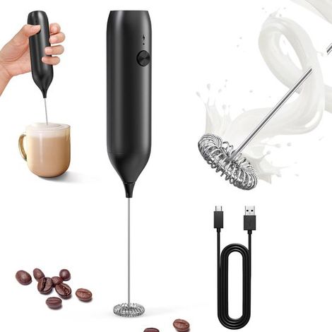 Elektrischer Milchaufschäumer – Manueller Milchaufschäumer – Kaffeemixer – Praktisch für Camping – Edelstahl – USB-aufladbarer manueller Belüfter (1/5)